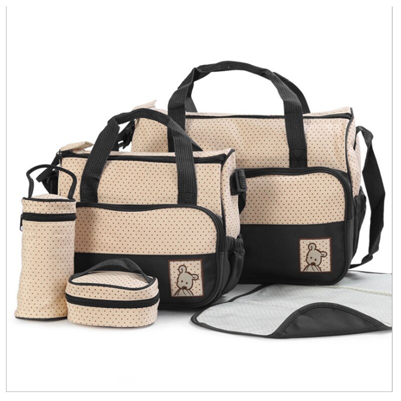 Multifuncational Large Capacity 5Pcs Baby Diaper Bag Shoulder Bags Organizer For Mummy Maternity Baby Bag For Mom Diaper Bag