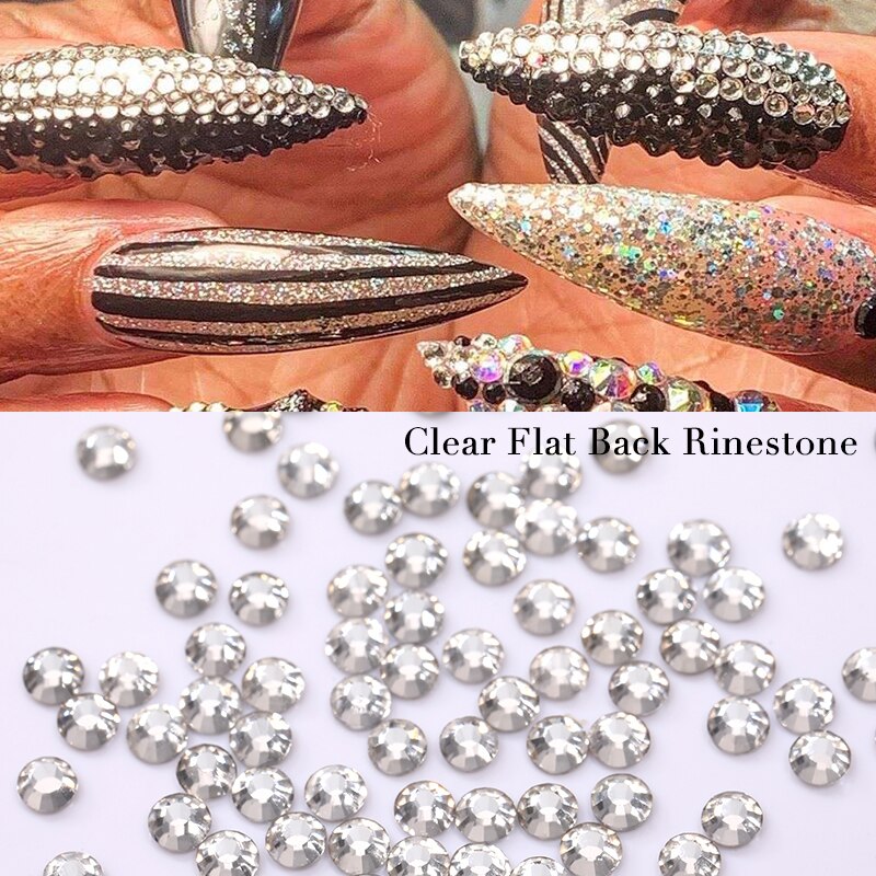 100PCS/Bag Crystals Clear Sharp Flat Back AB Glass Rhinestones Glittering Rhinestone Nails Art Decoration DIY Accessories