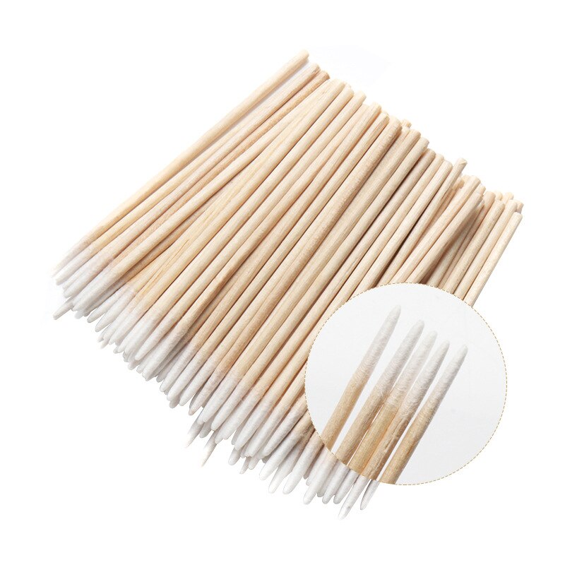 Doble cabeza algodón de maquillaje brotes hisopos para nariz y orejas herramienta de limpieza desechables hisopo de algodón sin pelusa Micro cepillos madera bastoncillos de algodón