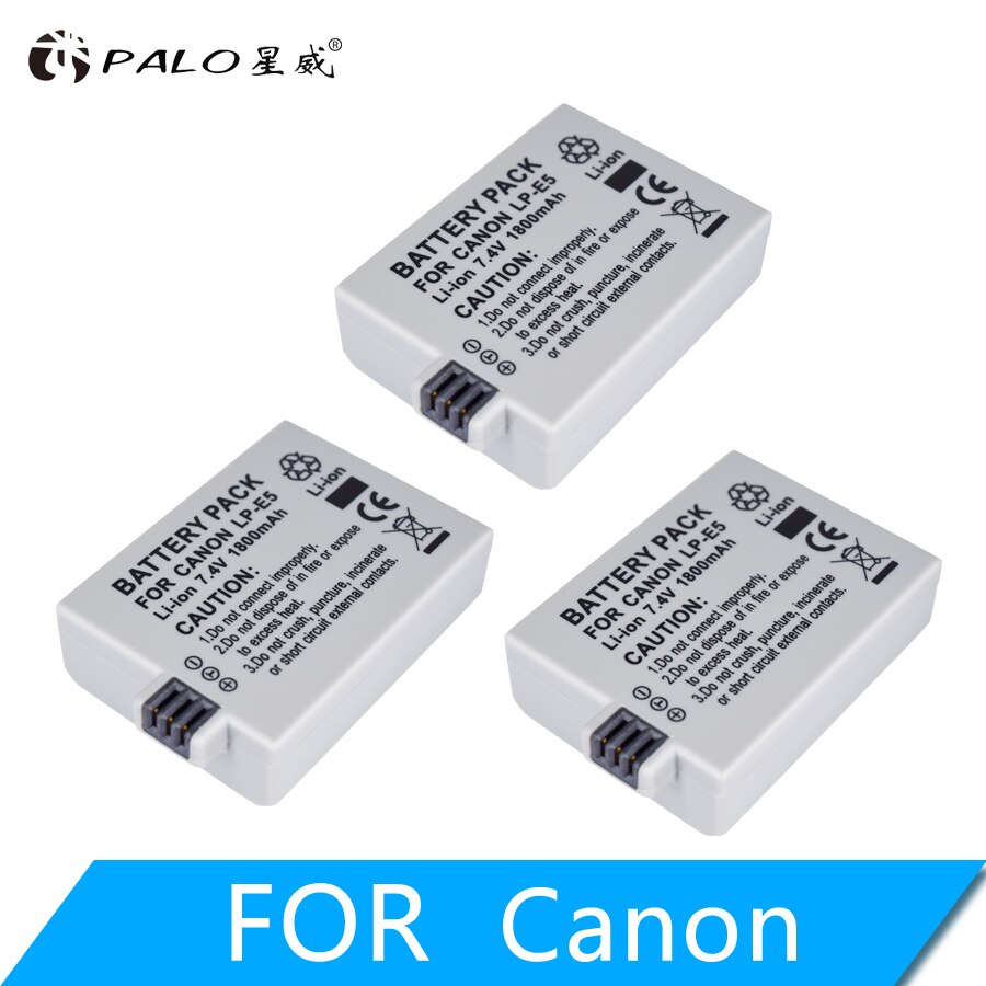 LP-E5 LP E5 lpe5 Cámara batería recargable 1800mAh batería cargador para Canon Eos 450D 500D 1000D beso X3 beso F Rebel Xsi: 3pcs