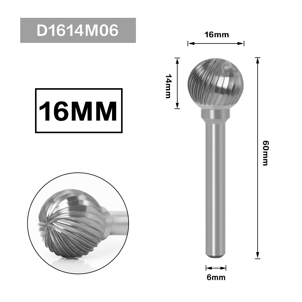 6MM Metal Drawing Tungsten Carbide Milling Cutter Rotary Tool Burr CNC Engraving Abrasive Tools Metalworking Milling Polishing