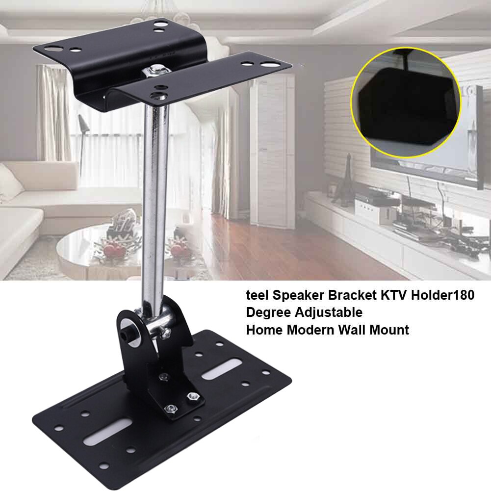 Modern Hanging Steel Universal Speaker Bracket Black Ceiling 180 Degree Adjustable KTV Holder Durable Easy Install Wall Mount