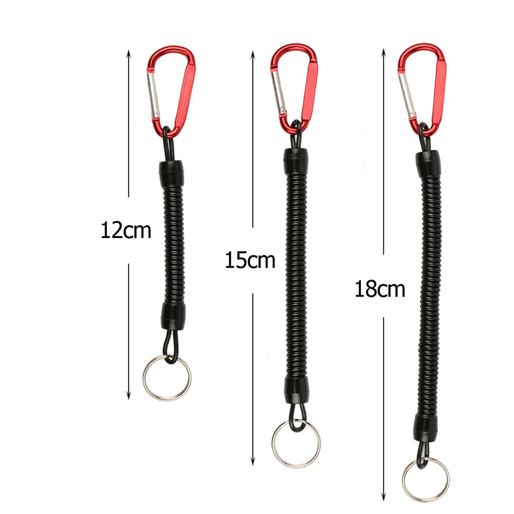Goture 3pcs Fishing Safety Lanyard Ropes 12cm/15cm/18cm Retention String with Carabiner Secure Lock Fishing Tackle Accessories