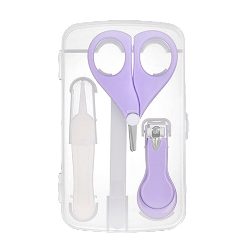 4Pcs/Set Mini Manicure Cutter Safety Multifunction Portable Short Blade Baby Care Set Nail Scissors Finger Trimmer Scissor: dark purple