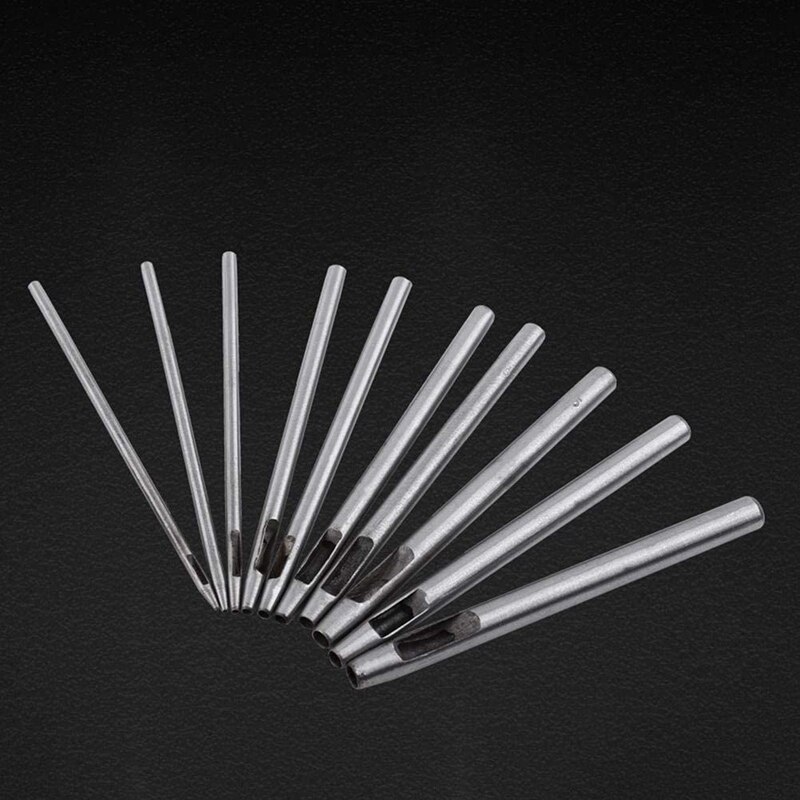 2Pcs Wood Pattern Graining Washable Empaistic Wood Texture Tool With 10Pcs Leather Hole Punch Cutter Punch Set 0.5-5Mm