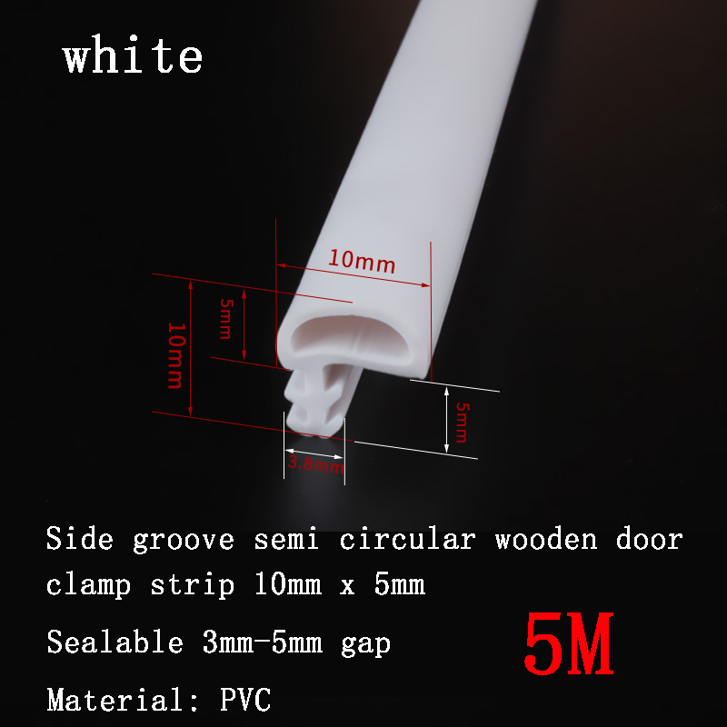 Tira de sellado especial para puertas de madera de PVC, tira de goma insonorizada a prueba de viento y anticolisión para marco de puerta de dormitorio, tipo ranura: Blanco y negro