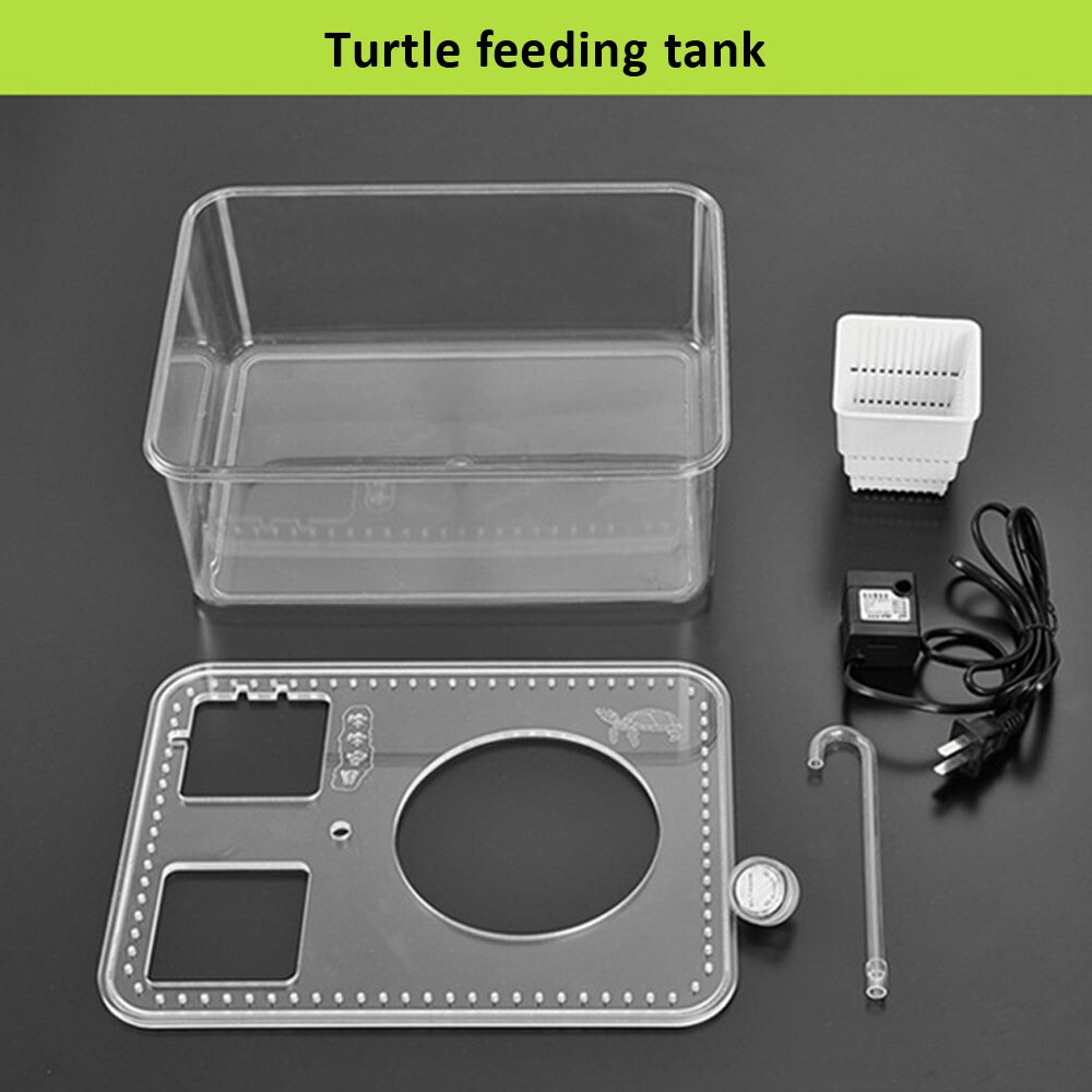 Turtle And Fish Landscaping Aquarium Turtle Tank Acrylic Feeding Box Water And Land Durable Plastic Amphibious Tortoise Pot