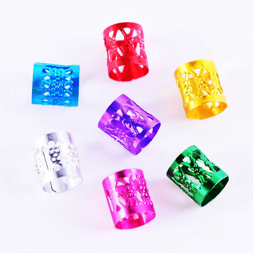 1000pcs/lot Dreadlock Beads Red Gold Silver Mixed Color Hair Bead for Dreadlocks Hair Rings Braiding Hole Micro Ring