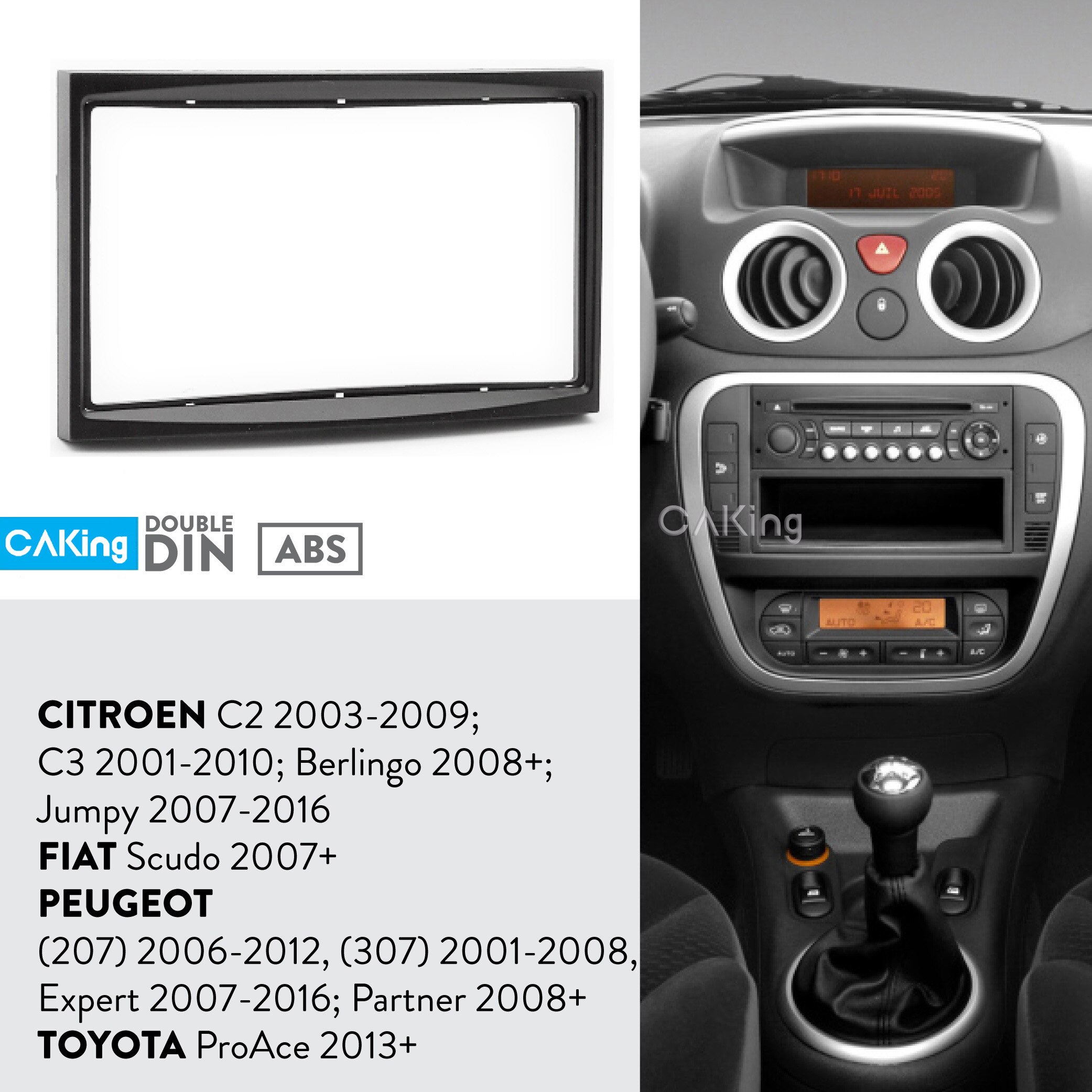 Panel de Radio Fascia de coche para CITROEN C2 2003; C3 2001; Berlingo +; Jumpy 2007 tablero Kit placa adaptador embellecedor de bisel