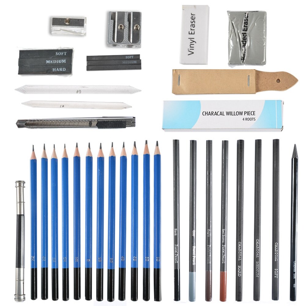 40pcs Non-Slip For Kids Sketching Pencils Set Home With Zipper Bag Drawing Art Supplies Beginner Stationery