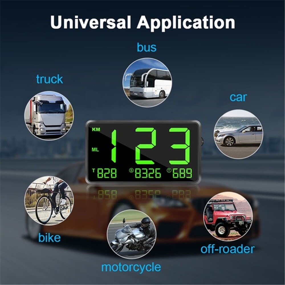 GPS Speedometer 4.5" Speed Odometer Mileage Odometer Hud Display Digital Auto Electronics Speed Display Alarm System Universal