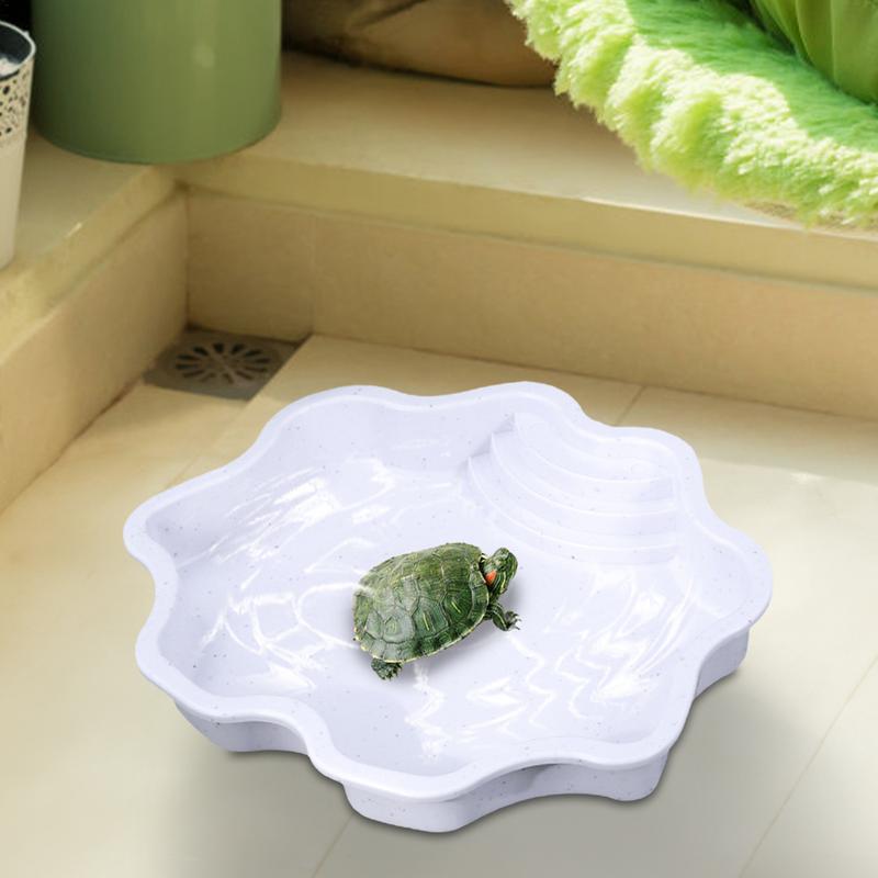 Piscina grande para tortugas, bañera de baño para reptiles, cuenco de alimentación para lagartos, Habitat con rampa, alimentador de tortugas, cuenco para Geckos pequeños