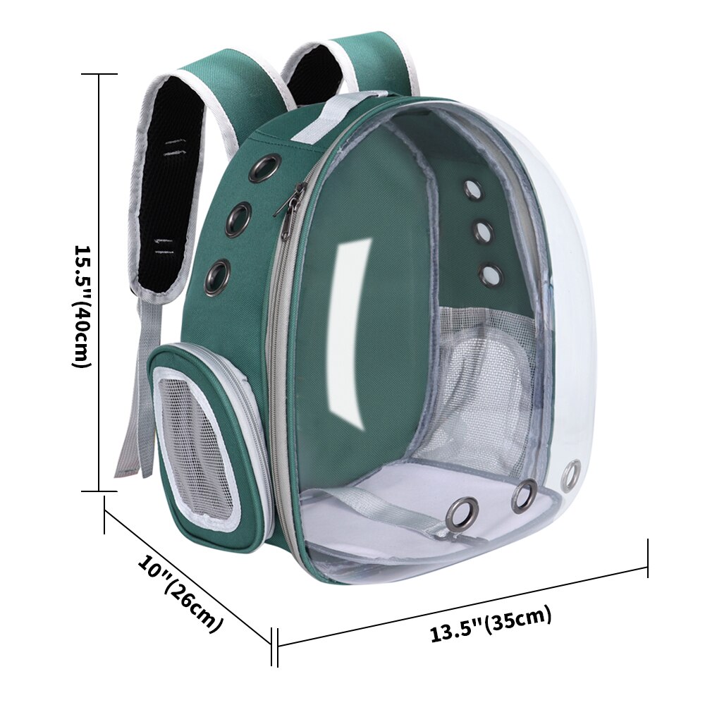 Portable Cat Carrier Bags Cat Backpack Breathable Pet Carriers Small Dog Outdoor Travel Space Capsule Cage Pet Transport Bag: 047 Green