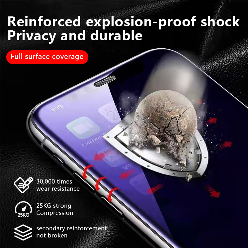 Blaulichtfilter-schutzfolie aus gehärtetem glas mit vollständiger abdeckung und blickschutz für oneplus 10 pro 5g