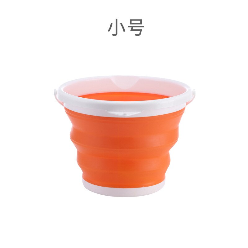 Multi-Function Silicone Foldable Bucket Portable Outdoor Bucket Travel Car Wash Fishing Plastic Bucket: Orange S