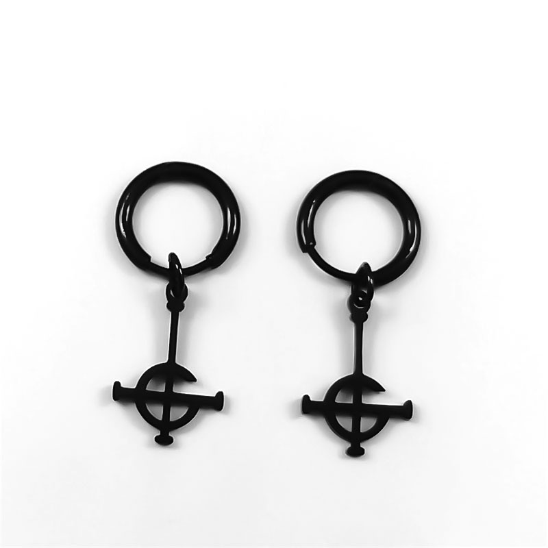 Pendientes góticos Ghost BC sin nombre, pendientes colgantes de acero inoxidable, banda Ghoul, Pope, máscara de emergencia, cartel Grucifix, pendiente de gota, joyería E1722: Color amarillo dorado claro