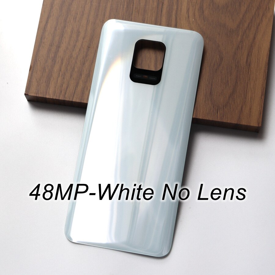 Back Glass Cover for Xiaomi Redmi Note 9 Pro 9S Battery Cover Rear Housing Door Glass Panel Case for Redmi Note 9S Battery Cover: 48MP-White No Lens