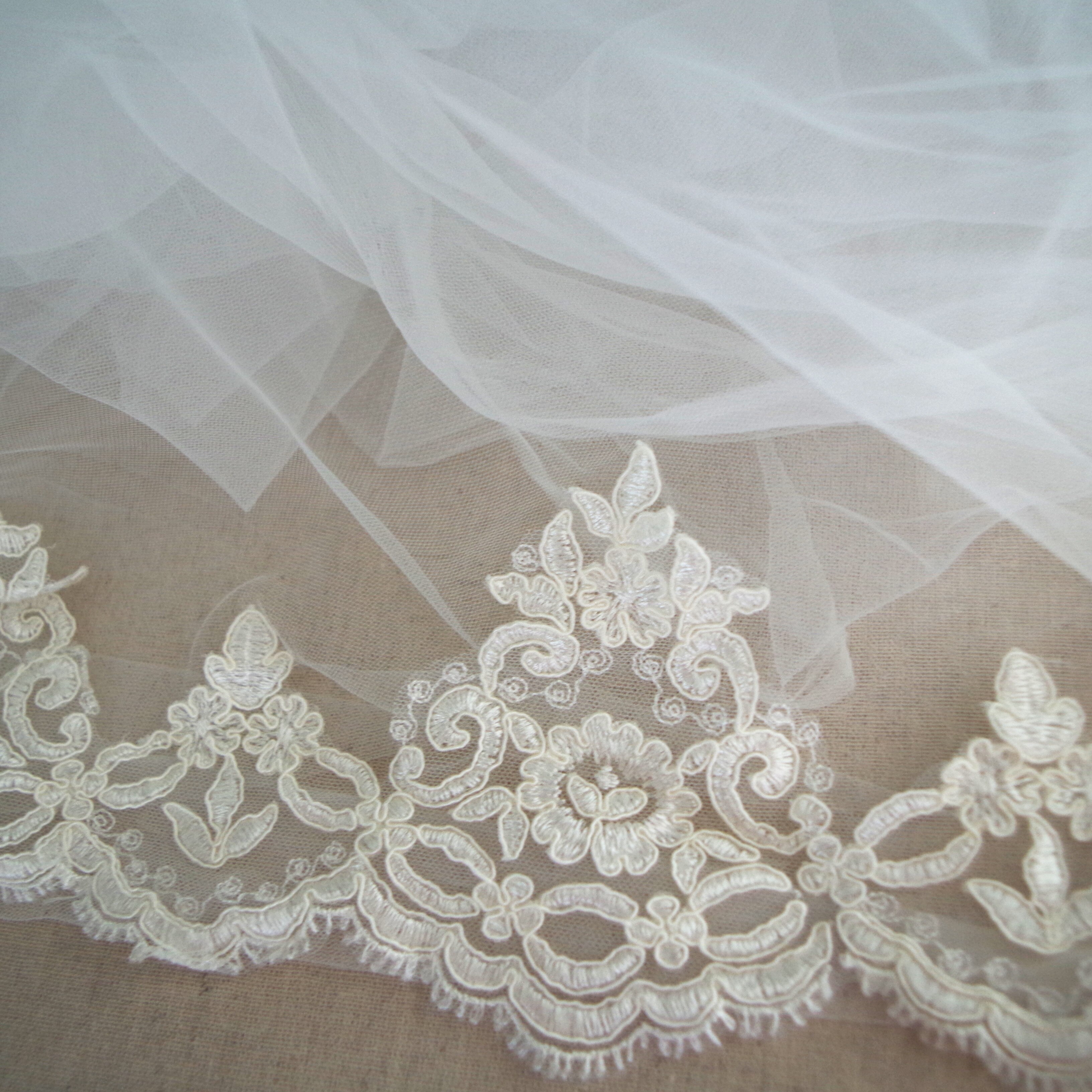 10Yards Ivory Alencon Kant Voor Bridal Veil Delicate Koord Kant Grens Voor Bridals