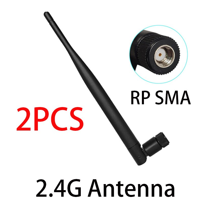 2.4 GHz WiFi Antenna 5dBi Aerial RP-SMA Male Connector 2.4ghz antena wi fi antenne IOT PCI Card USB Wireless Router Wifi Booster: 2 pcs Female