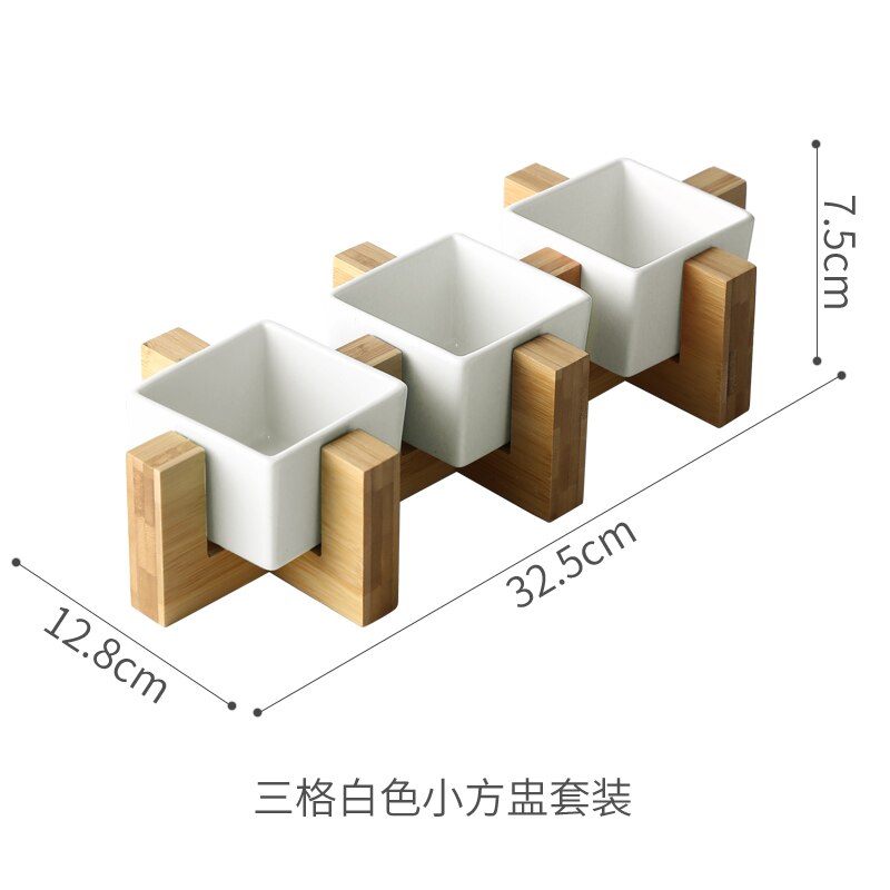 Ceramic Snack Platter Solid Color Dessert Bowl Japanese Taste Dish Home Desktop Dried Fruit Tableware Combination: C3--3 piece set