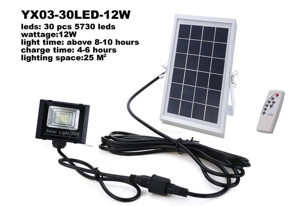 Led-tuinverlichting op zonne-energie, buitenverlichting op zonne-energie, waterdicht,  ip66 zonne-beveiligingslampen, schijnwerpers, afzonderlijk paneel voor binnen: Yx03-30 leidde -12w / 2 pakketten