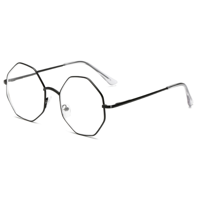 Lunettes octogonales à monture polygonale, monture de lunettes lisse pour hommes et femmes, monture de lunettes en métal clair, rétro: Style-A 1