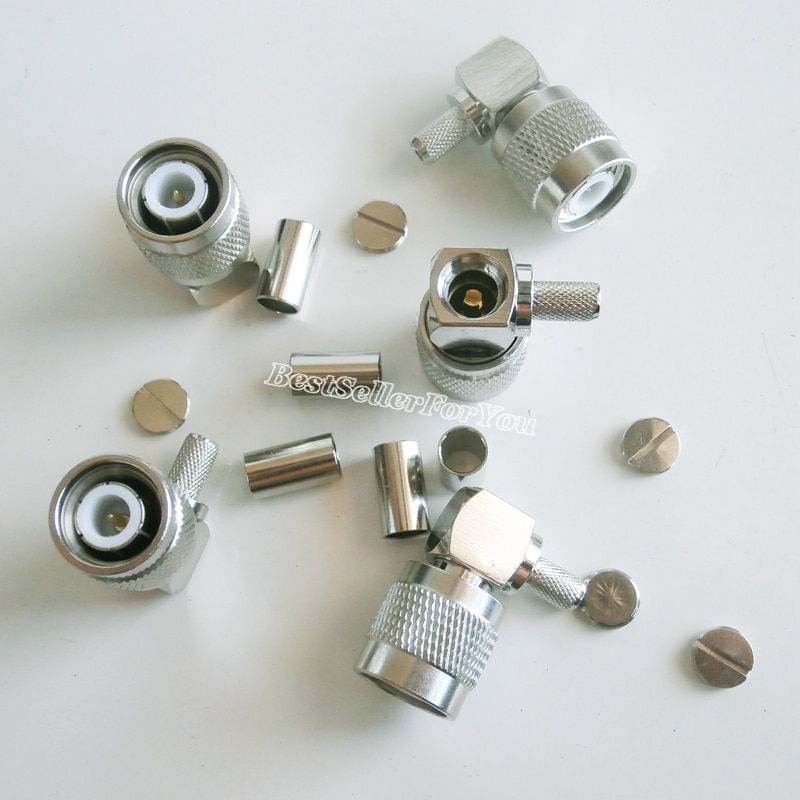 5x TNC Male Plug 90 Degree RA Crimp LMR240 RG-8X RG8X RG59 Cable Right Angle Connector