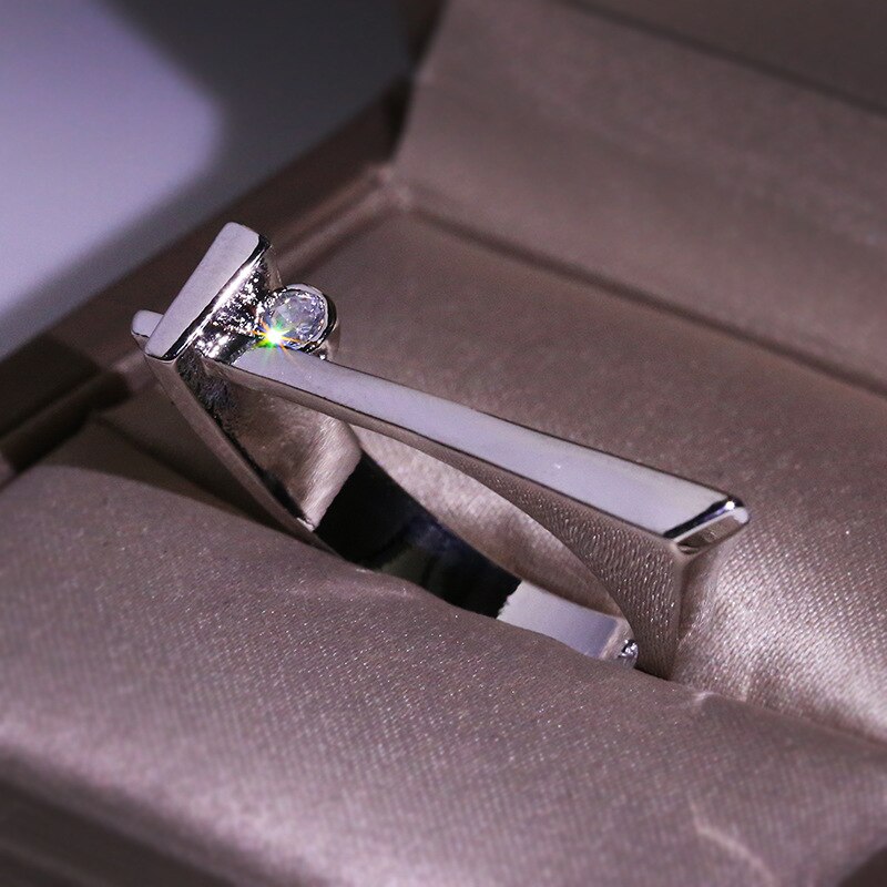 Milangirl anneau de zircon blanc vague authentique géométrique amour réglable bagues pour les femmes bijoux de fiançailles de mariage