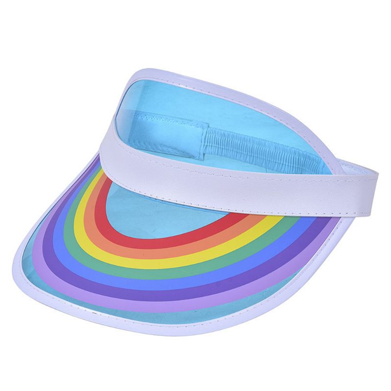Unisex gennemsigtig slik farve tom top baseball cap regnbue bro trykt solcreme uv beskyttelse sport solskærm hat: Sb