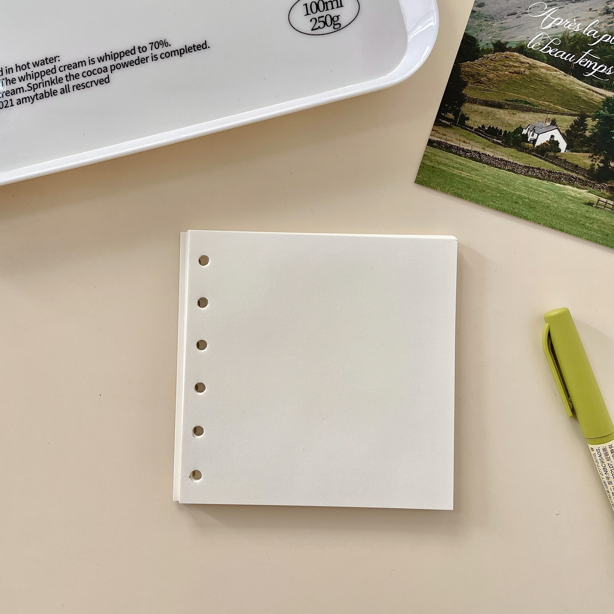 DIY Idol Cards Pink Square Loose Leaf Notebook Clear Photo Collage Card Star Admirer Square Binder 꾸미기 Korean Stationary: 40 pcs Blank Paper