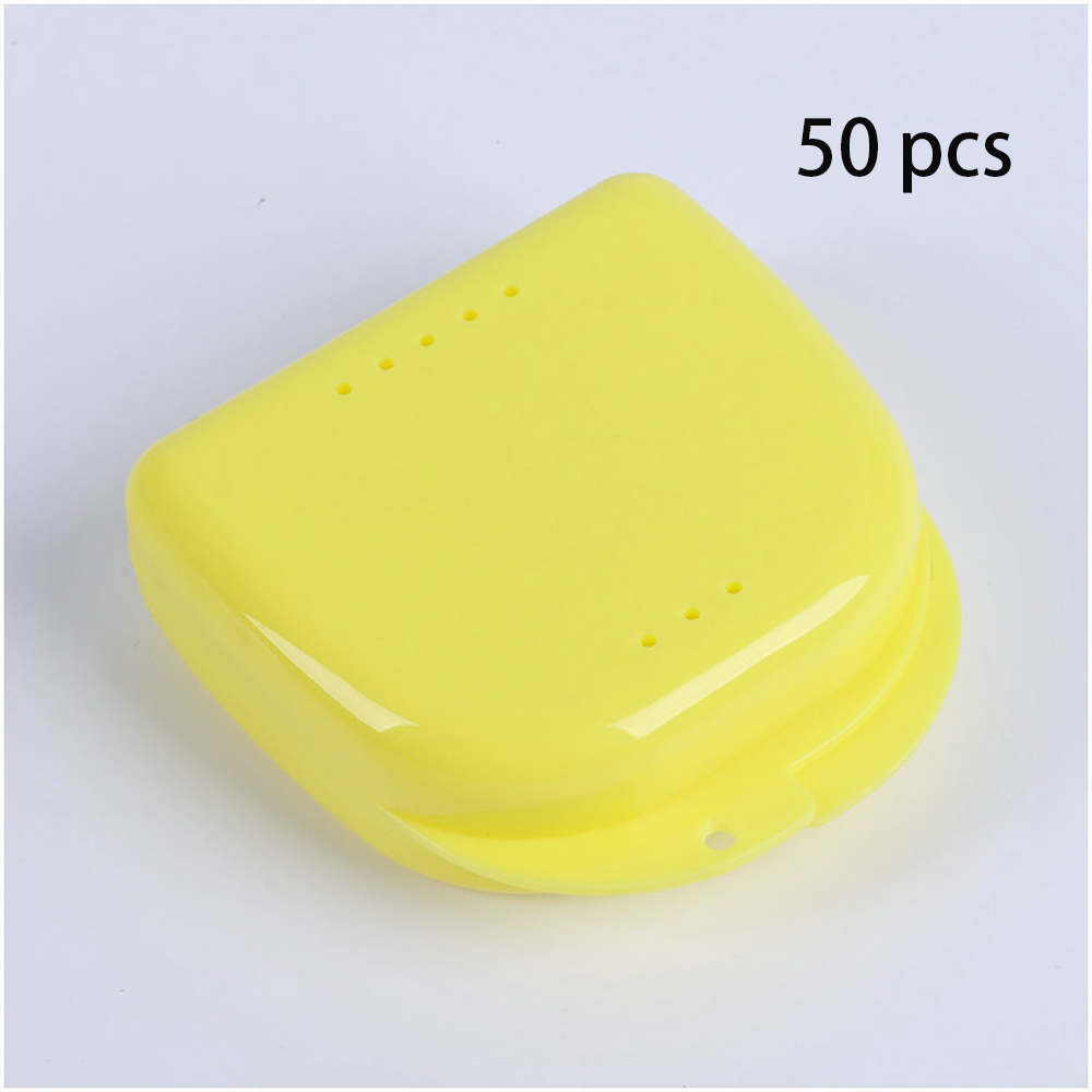 50 stücke Prothese Kasten Tablett fallen Zahn Kieferorthopädische Halter Farbe tablett Lagerung Kasten Kunststoff Zähne Container Falsche Zähne Schutz: Gelb
