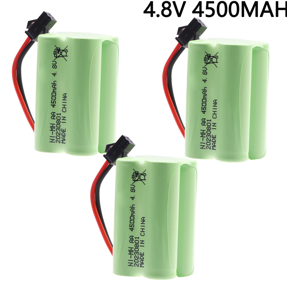 Batería NiMH de 4,8 V y 4500mah para juguetes a control remoto, batería recargable de 4 x AA, para coches, tanques, Robots, barcos, pistolas, 4,8 V y 3000MAH: Blanco