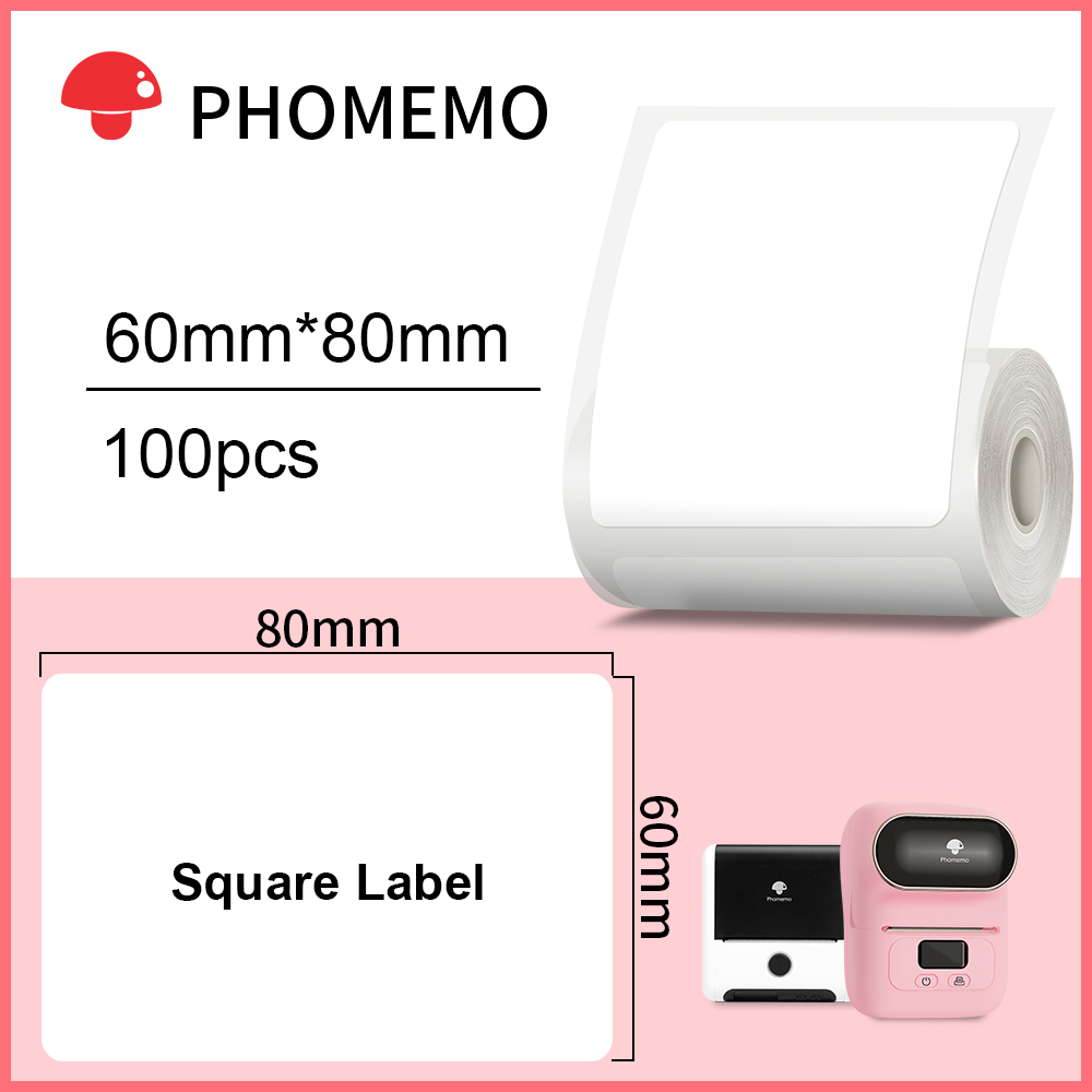 Phomemo – papier autocollant rectangulaire blanc, étiquette autocollante pour imprimante Phomemo M110/M200, Identification étanche: Rectangle 60x80mm