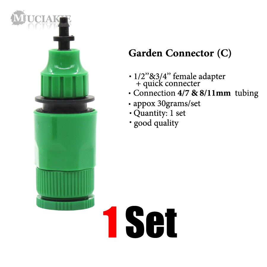 MUCIAKIE-Adaptador de acoplamiento de agua para jardín, conector rápido para grifo de riego de 1/2 '', 3/4'', 1 'a manguera de 8/11 4/7mm, 9 tipos: C x AB240CL