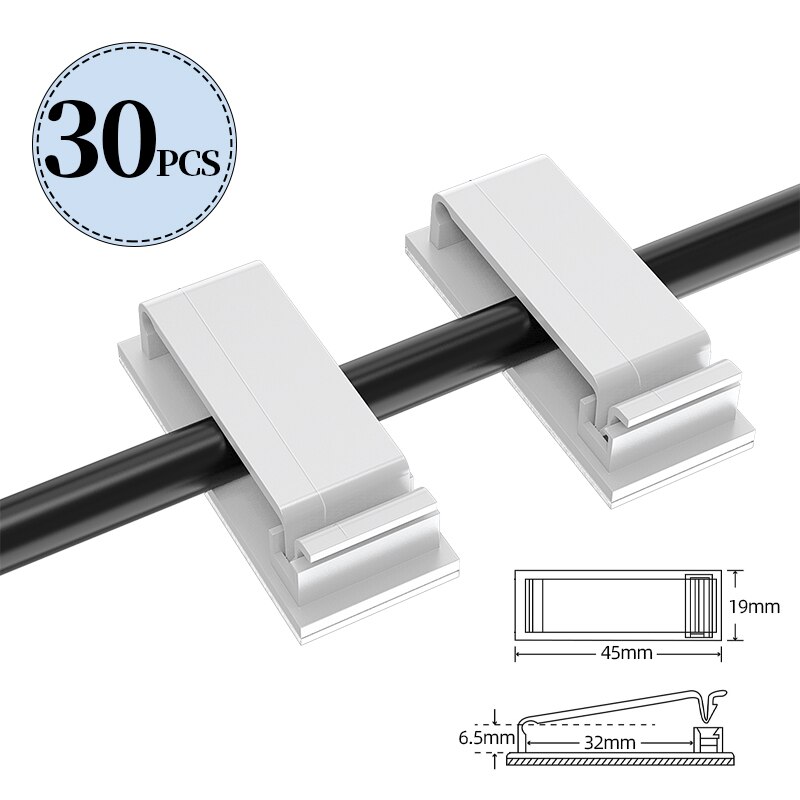 !ACCEZZ 30pc Large Wire Organizer Cable Holder Cord Management Harness Clamp Clip for PC Power Cable Wiring Desktop Cord Manager: 30pcs White 3M