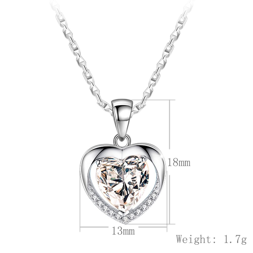 Doteffil 925 Sterling Zilveren Sieraden Wit Blauw Aaa Zirkoon Hart Ketting Voor Vrouwen Verjaardag Huwelijkscadeau