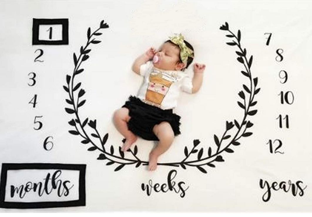 Baby baby milepæl teppe foto fotografering prop tepper bakgrunn klut kalender bebe gutt jente foto tilbehør 100 x 100cm: Ef -17