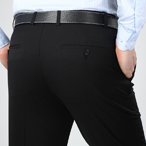 Mu Yuan Yang Zomer Stijl Mens Zijden Pak Broek 44 42 Mode Dunne Jurk Broek Slim Klassieke Werk broek Mannelijke Clorhes: Black 006 / 38