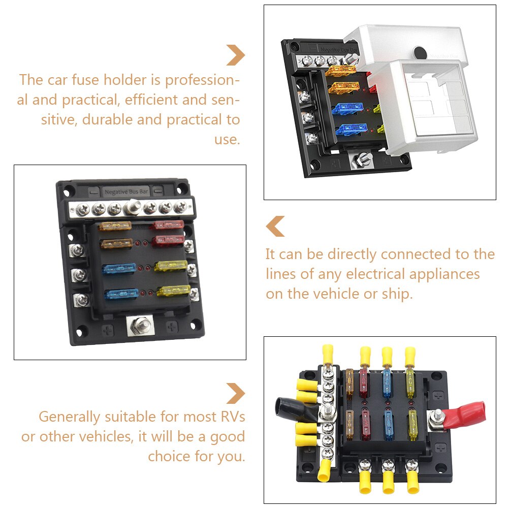 1 Set Fuse Block 6-way Fuse Box Fuse Block with Negative Busbar