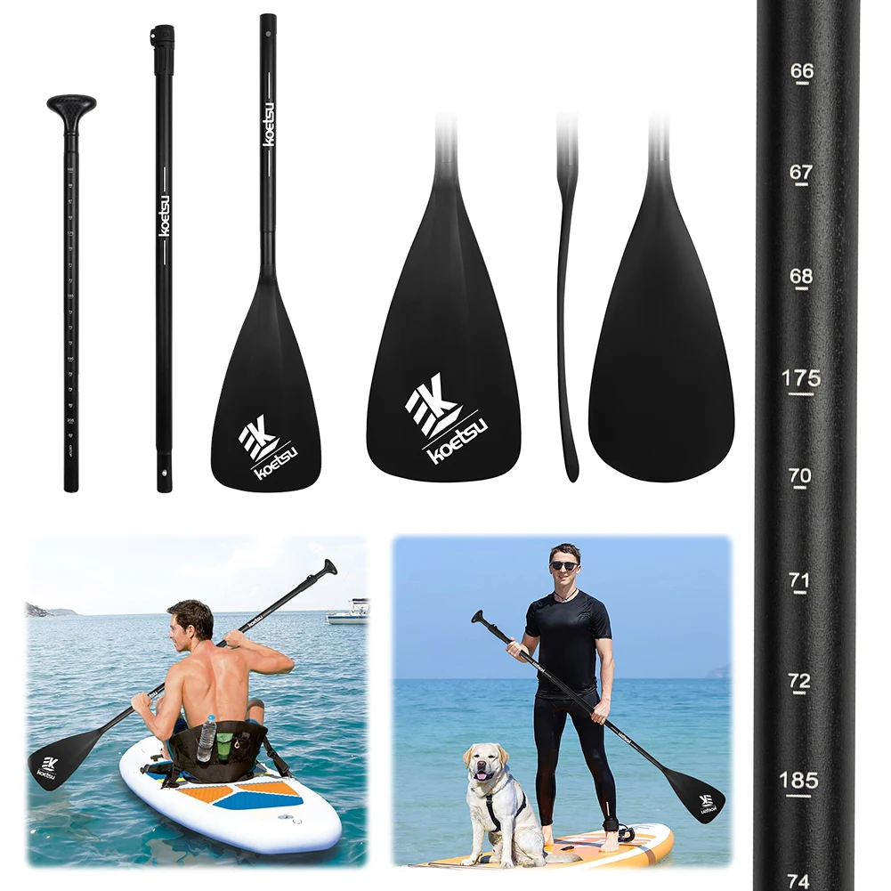 3-Piece Detachable SUP Paddle Adjustable Length Stand Up Paddleboard Paddles Aluminum Alloy SUP Surfpaddle for Canoe Kayaking