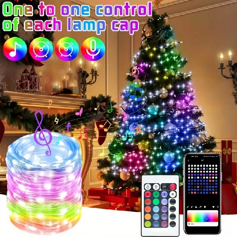 Rgb-ic led-lyslenke usb bluetooth og fjernkontroll  ws2812b lyslenker vanntett julegirlander til hjemmet bryllupsfestdekor