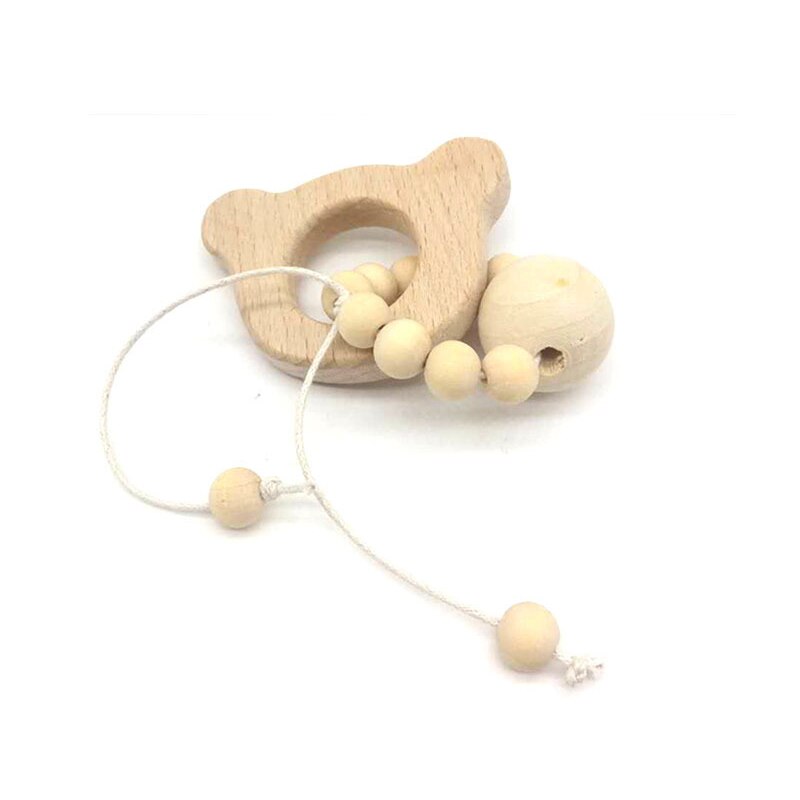 Baby ammande armband trä bygel silikon pärlor barn tand trä skaller leksaker baby teether armband ammande leksaker