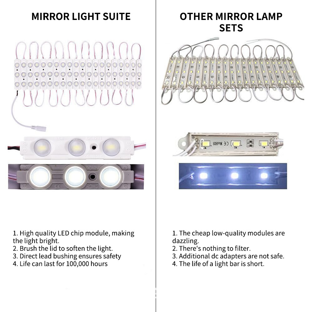 USB LED Mirror Lights Dimmable Touch Control Lights Strip Makeup Lighting For Vanity Table Bathroom Mirror USB LED Mirror Light