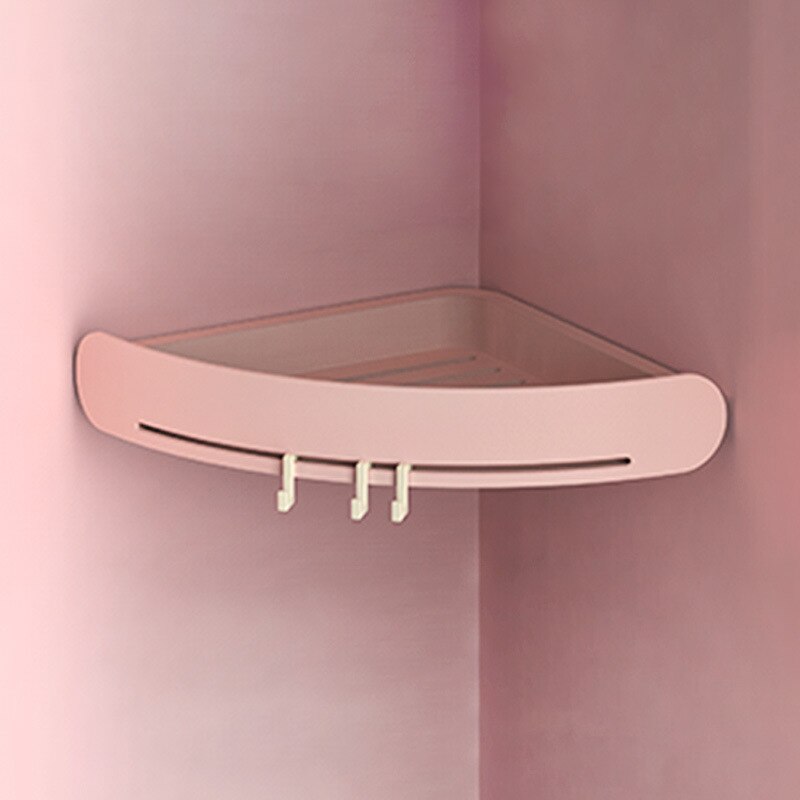 Bathroom Shower Shelf Rack Wall Mounted Shower Shelf Corner Drain Wall Mounted Stainless Steel Basket Storage Rack No Drill: B Pink