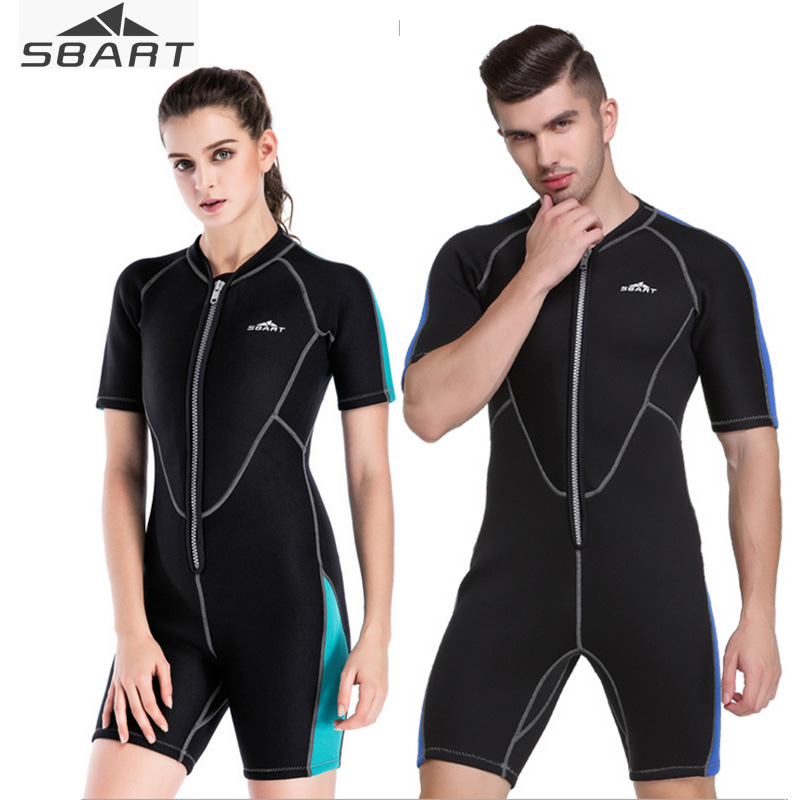 SBART 2mm Neoprene Wetsuits Men Women's Swimming Wet Suits One-Piece Thicken Swimsuit Short Sleeve Deep Diving Surfing Wetsuits