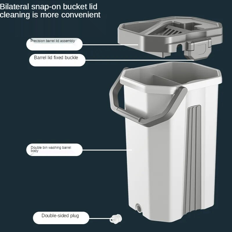 Plano apretar magia trapeador automático y el cubo para la casa y cocina lavado mopa para limpiar el piso Cubo de madera balde con mopa para pisos conjunto