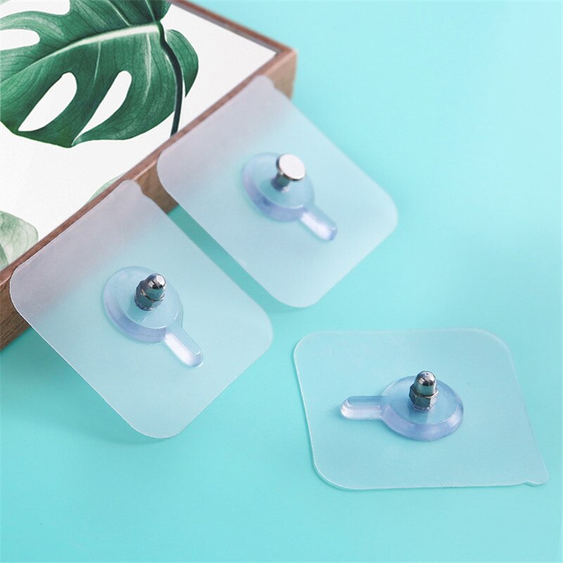 4Pcs PVC Strong Adhesive Nails Wall Poster Seamless Wall Hook Waterproof Durable Transparent Kitchen Bathroom Screw Hook Hanger