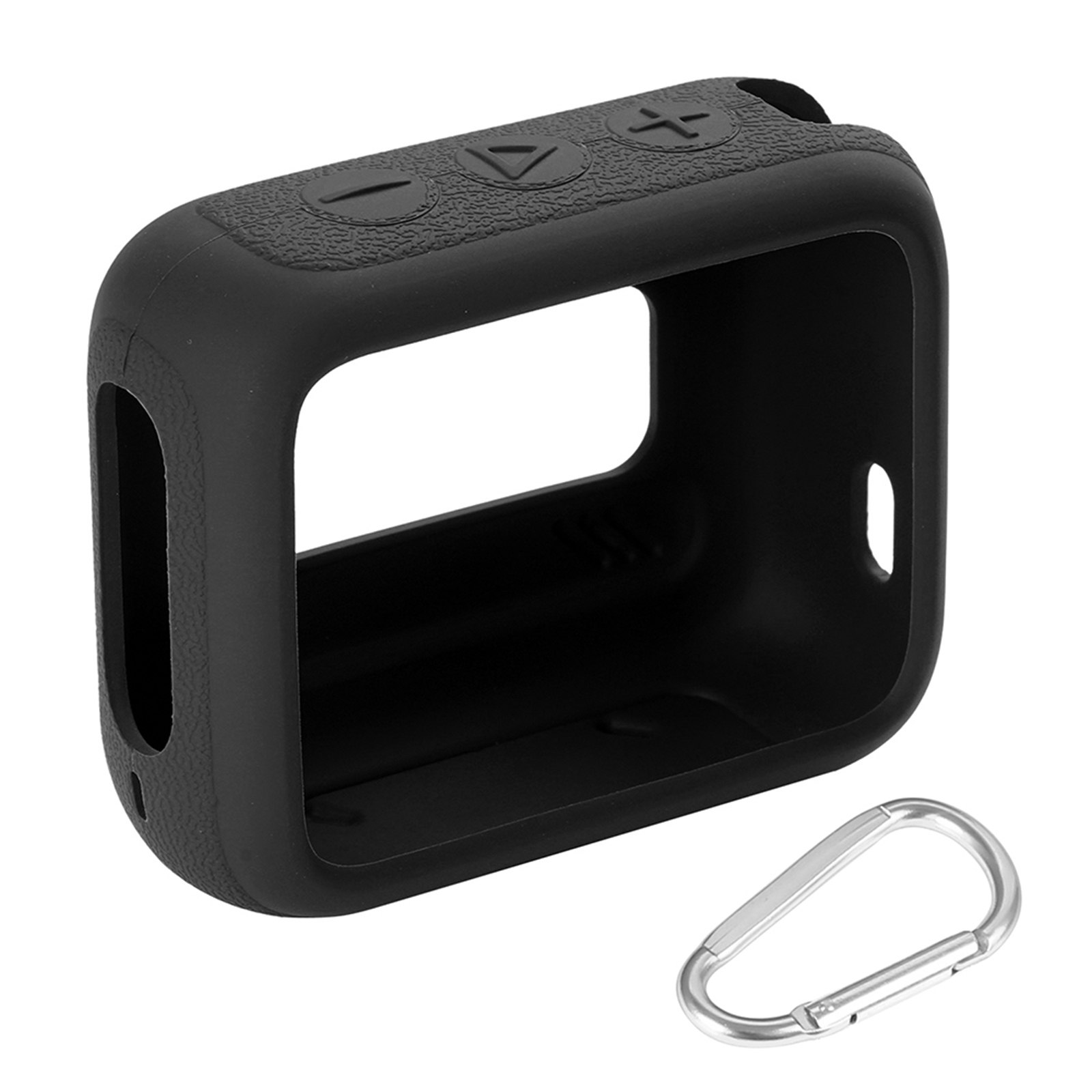 Luidspreker siliconen hoes Anti-kras beschermhoes met karabijnhaak Reisdraagtas voor JBL GO 4-draagbare BT-luidspreker: Black