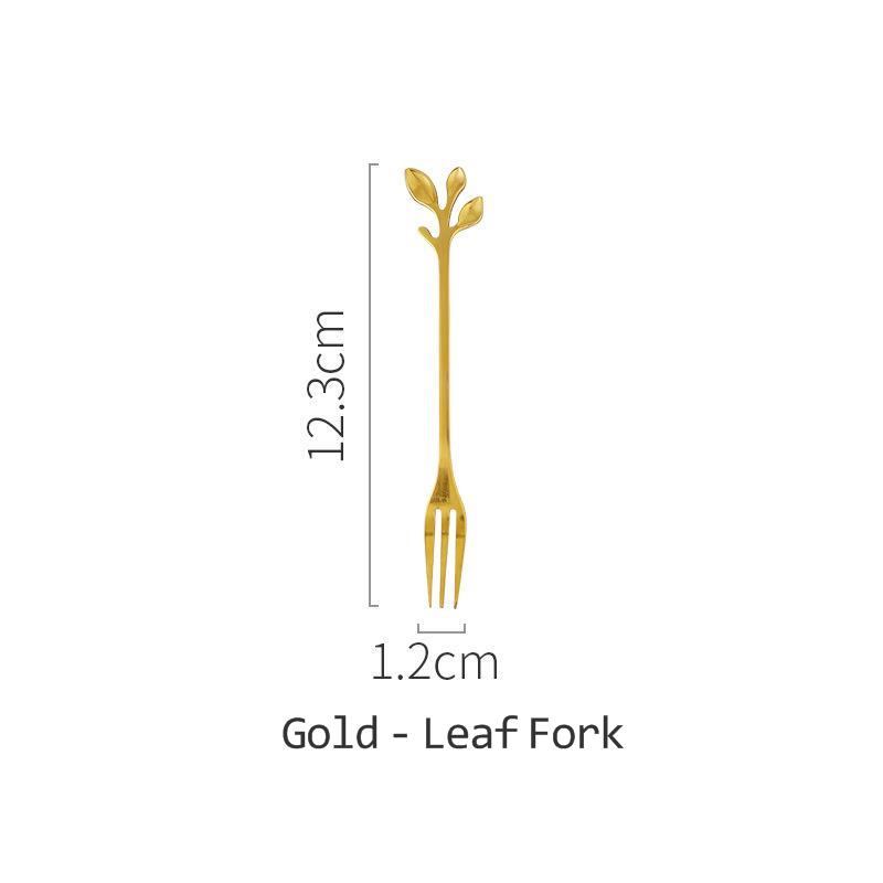 Stainless Steel Swan Dinnerware Set Gold Fruit/Dessert Cutlery Set For Swan Base Holder Silver Leaf Forks Portable Teaspoon