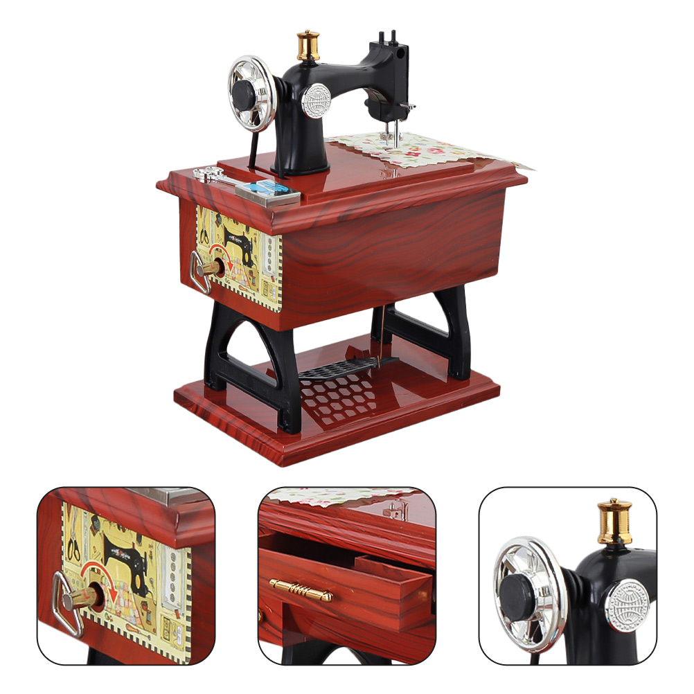 Mechanical Musical Box Sewing Machine Shape Desktop Decoration Birthday